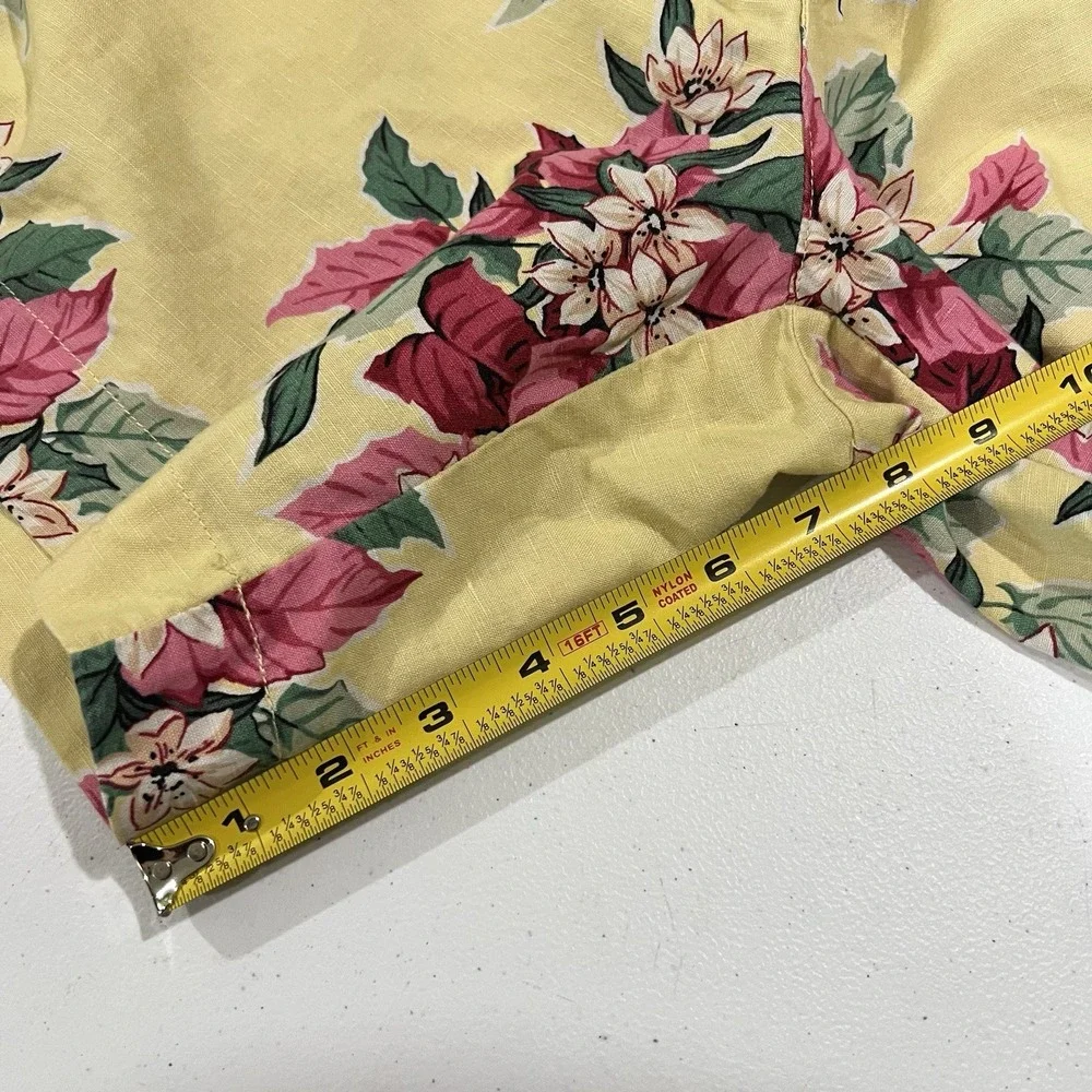 Polo Golf Ralph Lauren Men 34X7 Yellow Linen Cotton Shorts Tropical Hibiscus